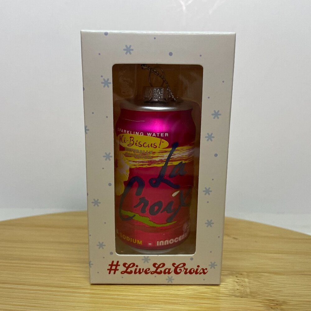 Lacroix Hibiscus Pink Christmas Ornament Sparkling Water Can Holiday
